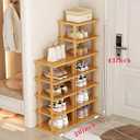 Bamboo Shoe Rack 12 Tier- Vertical Shoe Rack for Small Spaces, Tall Narrow Shoe Rack Organizer for Closet Entryway Corner Garage and Bedroom,Skinny Shoe Shelf with Free Stackable DIY