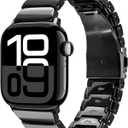 V-MORO Resin Band Compatible with Series 7/ 8/ 9/ 10 Apple Watch Bands 41mm/ 40mm/ 38mm/ 42mm Fashion Strap for iWatch Series 6/ 5/ 4/ 3/ 2/ 1/ SE Lightweight Bracelet Wristband Women(Classic Black)