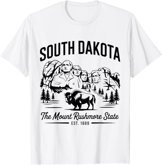 South Dakota The Mount Rushmore State Est 1889 T-Shirt, XS