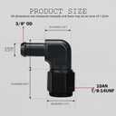 10AN Female to 3/8 Barb 90 Degree Hose Fitting Adapter Swivel Aluminum Black, Pack of 2