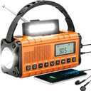 10000mAh/37000mWh Emergency Radio-Weather Radio Portable AM FM Auto Scan with Solar Panel/Hand Crank/AC Input Rechargeable Battery with Flashlight Reading Lamp SOS Siren for Indoor/Outdoor Emergency