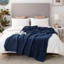 EMME Cotton Muslin Blanket King Size - Soft, Breathable Layering Blanket, 108"x90", All Season Gauze, Navy