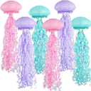 Jellyfish Paper Lanterns, Under The Sea Party Decorations, 6pcs Hanging Jelly Fish for Mermaid Ocean Themed Birthday Party Decorations, Baby Shower Classroom Decor (Blue Pink Purple