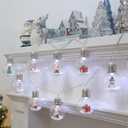 2 Pcs Christmas Bulbs String Lights 6.6ft 10 LED Snow Globe Lamp Spherical Lights with Tree Snowman Candy Santa Claus Gift Box for Bedroom Table Party Battery Operated (White Light)