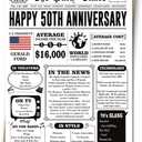 7 x Happy 50th Anniversary Card Gifts for Women Men, Jumbo 50th Wedding Anniversary Cards Gift for Husband Wife, Retro 50 Year Old Anniversary Decoration for Couple