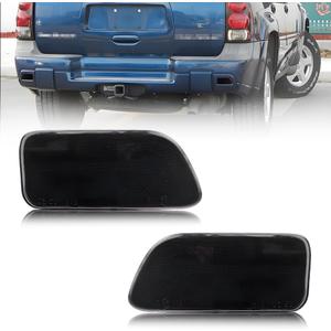 Rear Bumper Reflector Compatible with Chevro-LET Trailblazer 2002-2009, [DOT] [IP67 Waterproof] Rear Bumper Reflector Housing [No Bulbs], Replace OEM #15000427, 15000044, 2 PCS, Smoked Lens