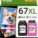 67XL Ink Cartridges Black/Color Combo Pack Compatible for HP Ink 67 67XL Printer Ink 67 Fit for DeskJet 2700e 2700 2855e 2800 2827e 2755e 2755 4155e 4255e for Envy 6000 6055e 6455e Printer