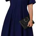 Eytino Womens Plus Size Dress Lace Short Sleeve Crewneck Casual Pleated Swing Midi Dresses With Pockets(1X-5X)