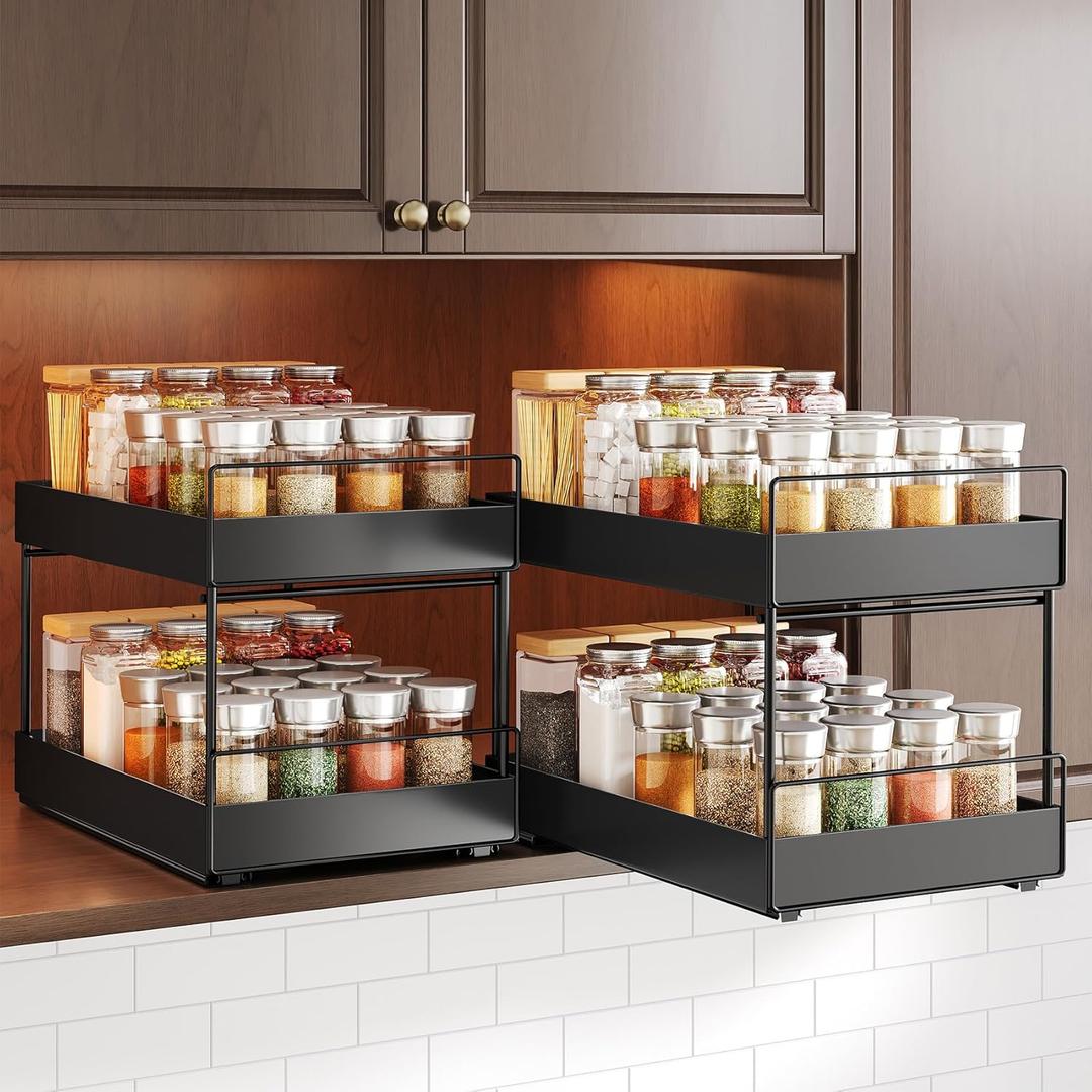 Pull Out Spice Rack Organizer for Tall Wall Mounted Cabinet with No Lip No Drill Easy to Install, 10.2 inch Length or Depth x 8.2 inch Width x 8.6 inch Height