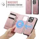 Wallet Case for iPhone 14 Pro Compatible with Magsafe, 2-in-1 PU Leather Flip RFID Blocking Card Holder Stand Shockproof Magnetic Detachable Cover for iPhone 14 Pro Case 6.1", Pink