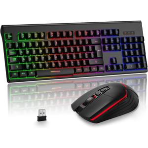 Wireless Gaming Keyboard and Mouse Combo- BlueFinger RGB Backlit Rechargeable 3200mAh Battery Keyboard, Ergonomic Gaming Mouse for Xbox PS4 PS5 PC Laptop