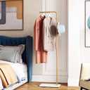 DR.IRON Modern Gold Coat Racks Freestanding Hall Coat Tree,Hat Racks with Marble Base & Coat Hanger with Umbrella for Entryway Hallway, Office or Bedroom