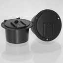 PLOOTA 2Pcs Round Electric Cable Hatch RV Camper Cord Cover,Compatible Travel Tent Trailer Motorhome,Accepts up to 50 Amp Cord(Black)