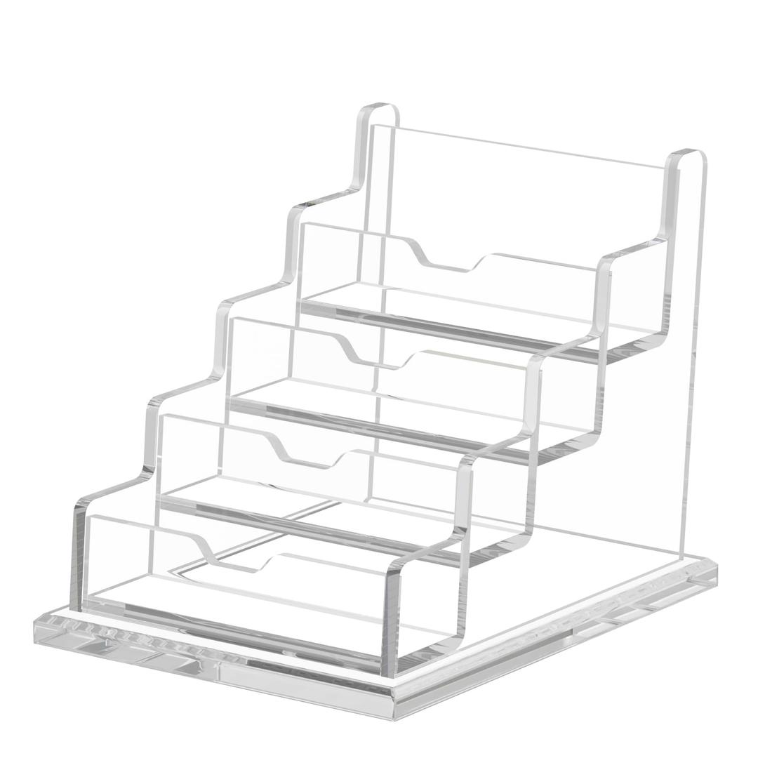NIUBEE Clear Business Cards Holders 4 Tier Acrylic Card Holder for Business Cards, 4 Slots Business Card Display for Desk Counter, 300 Card Capacity, 1 Pack