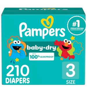 Pampers Diapers - Baby Dry - Size 3, 210 Count, Absorbent Disposable Infant Diaper