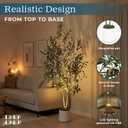5ft (150 cm) Artificial Olive Tree with White Pot, Moss & USB LED 711 Leaves, 40 Olives, Realistic Fake Indoor Potted Plant for Home, Bedroom, Office & Living Room Decor