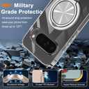Compatible with Google Pixel 9/9 Pro Phone Case with Tempered Glass Screen Protector, 360 Rotatable Ring Holder Kickstand Shockproof Protective Cover Case for Google Pixel 9/9 Pro 5G 2024 - Clear