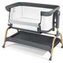 Jimglo 3 in 1 Baby Bassinet, Bedside Bassinet for Baby, Rocking Bassinet with Comfy Mattress and Wheels, 6 Height Adjustable Easy Folding Portable Bedside Crib for Newborn