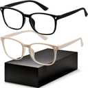 Blue Light Blocking Glasses - Fashion Square Eyeglasses, Anti UV Ray Computer Gaming Glasses Blue Blockers for Women/Men (Black & Light Coffee)