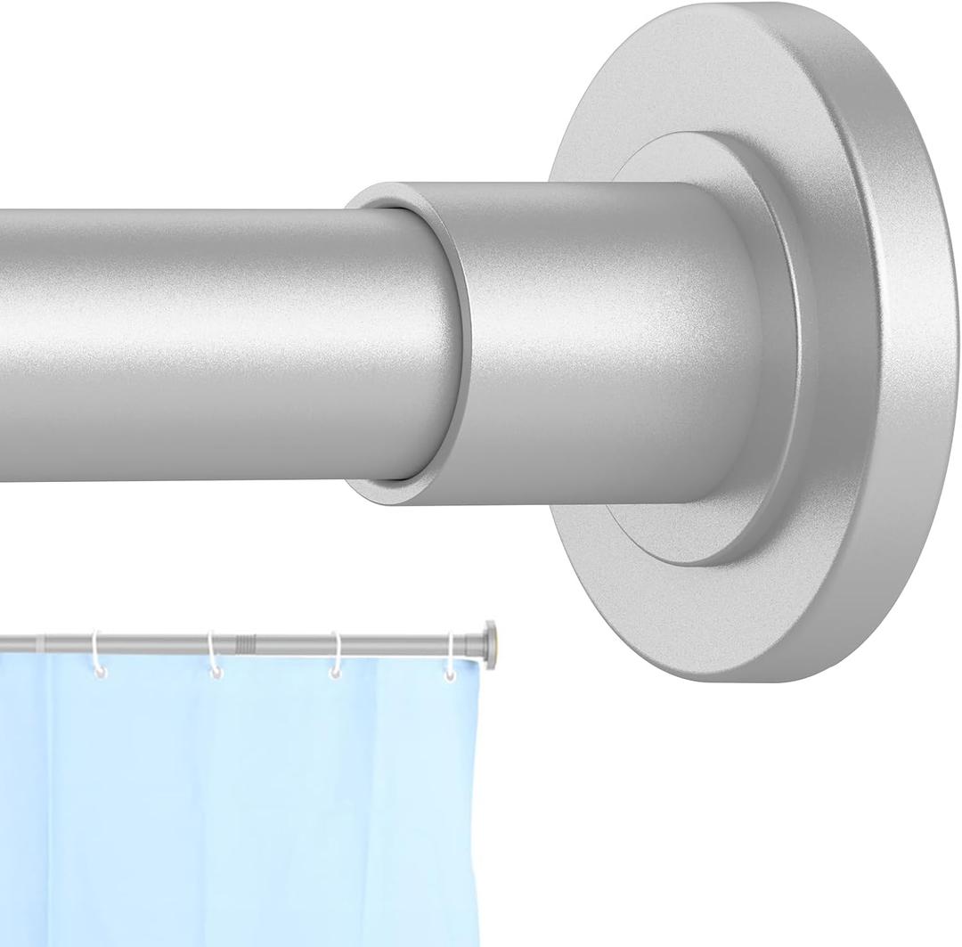 Silver Shower Curtain Rod 31 to 68 Inch,1 Inch Diameter Adjustable Spring Tension Stainless Steel Telescoping Rod,Easy Install,No Rust