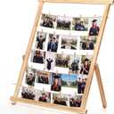 Cinnvoice 33x25 Inch Graduation Decorations Class of 2026 Freestanding Photo Display Board with 30 Clips Stable Tabletop Wooden Picture Frame Collage for Party Hanging Photos Postcards Greeting Cards