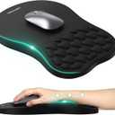 TECKNET Ergonomic Mouse Pad with Wrist Rest, Soft Mousepad with Massage Design, Memory Foam and Non-Slip PU Base for Pain Relief, Gaming Mouse Pad for Desk, Home, Office, 12x8 Inches, Black