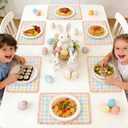 Frienda Set of 4 Easter Placemats 14 x 20 Inch Linen Pastel Gingham Washable Placemat Blue Pink Yellow Buffalo Plaid Table Mats Farmhouse Spring Easter Table Mat for Kitchen Dining Home Decoration