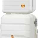 Somago 20" Carry On Luggage and 14" Mini Cosmetic Cases Travel Set Lightweight Polypropylene Suitcase with TSA Lock YKK Zipper Hardside Luggage with Spinner Wheels (2 Piece Set, Creamy White)