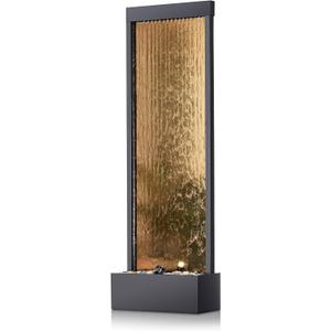 Alpine Corporation MLT100 Mirror Waterfall Fountain with Stones & Lights - Zen Indoor/Outdoor Decor for Office, Living Room, Patio, Entryway - 72 Inches - Modern Wall-Mounted Water Feature (Bronze)