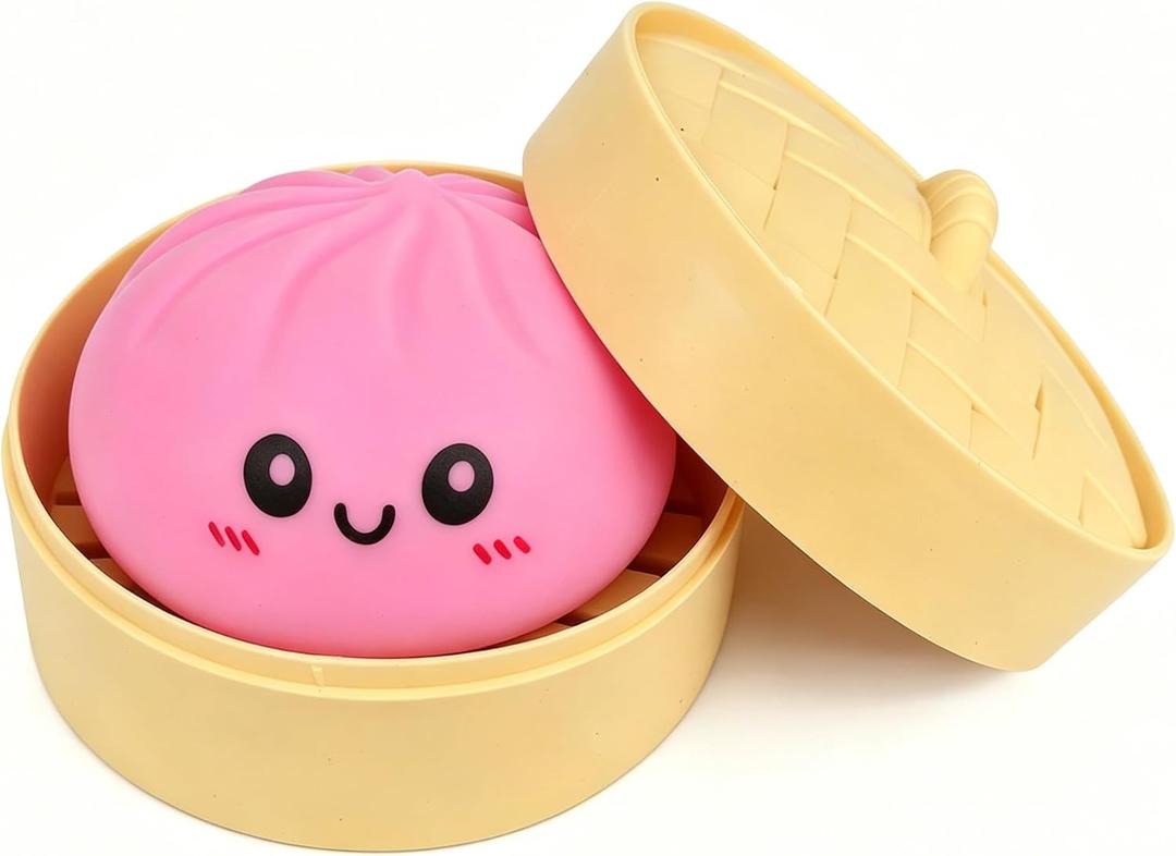 Pink Dumpling Squishies New Mystery Squishies Dumpling with Box Stress Relief Balls Sensory Toys Desk Squeeze Toys Gift