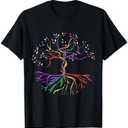 Tree Life Rainbow LGBT Cool Gay Pride Flag Ally T-Shirt, XL Black