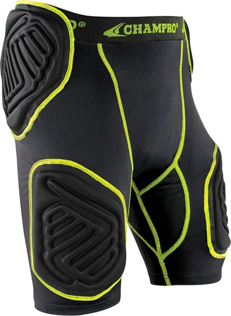 Champro Unisex-Adult Bull Rush 5-pad Integrated Girdle, Charcoal, Optic Blue Trim, Small