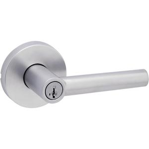 Kwikset 740MILRDT-26DS 740MILRDT-S Milan Single Cylinder Keyed Entry Door Lever Set with Round Rose and SmartKey, Satin Chrome
