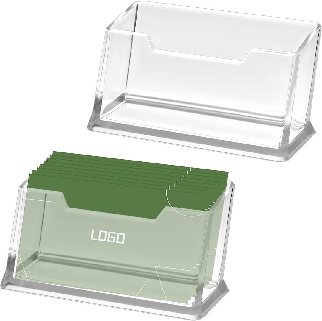 Acrylic Business Card Holder - 2Pcs Clear Business Cards Display Stand Gift Cards Business Card Organizer Display for Desk (Clear)