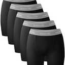 BAMBOO COOL Womens Boxer Briefs Boy Shorts Underwear Soft Stretch Panties for Women, 5-Pack Size Large