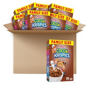 Kellogg's Cocoa Krispies Breakfast Cereal, Kids Snacks, Family Breakfast, Family Size, Chocolatey Flavor (8 Boxes) BBD 03/17/2026