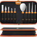 Pumpkin Carving Kit Tools Halloween, Professional Heavy Duty Carving Set, Stainless Steel Double-side Sculpting Tool Carving Kit for Halloween Decoration Jack-O-Lanterns, Gift for Halloween (Black)