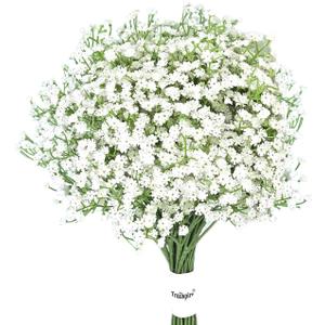 24.8-inch Artificial Baby's Breath Bulk 10PCS - Fake Gypsophila Flowers with Bendable Stems for Weddings, White Party Decorations, Home & Outdoor Floral Arrangements (White)
