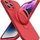 SKYLMW Designed for iPhone 13 Pro Max Case with Magnetic Invisible Stand Compatible with Mag-Safe Military Drop Tested Shockproof Silicone Phone Cases for Women Men 6.7'', Red
