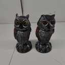 Hedoc 2 Pack Fake Owl Decoys to Scare Birds Away, Rotating Head Bird Deterrents, Nature Enemy Scarecrow Plastic Statues, Pest Repellent for Gardens and Patios (10+11 Inch)