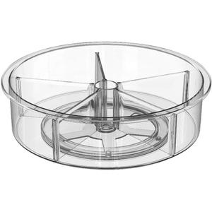 Divided Lazy Susan Turntable Storage Container Rotating Organizer Spinning Organizer Bins for Kitchen Cabinet, Pantry, Refrigerator, Countertop (12")