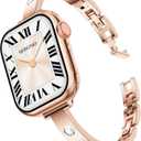 Mosonio Slim Bracelet Band with Sparkly Accents Compatible with Apple Watch Bands 46mm 45mm 44mm 49mm 42mm(Series 3 2 1)/ 38mm 40mm 41mm 42mm(Series 11 10) for Women, Stylish Adjustable Link Thin Metal Strap for iwatch Ultra Series 11 10 9 8 7 6 5 4 SE 3 2 1