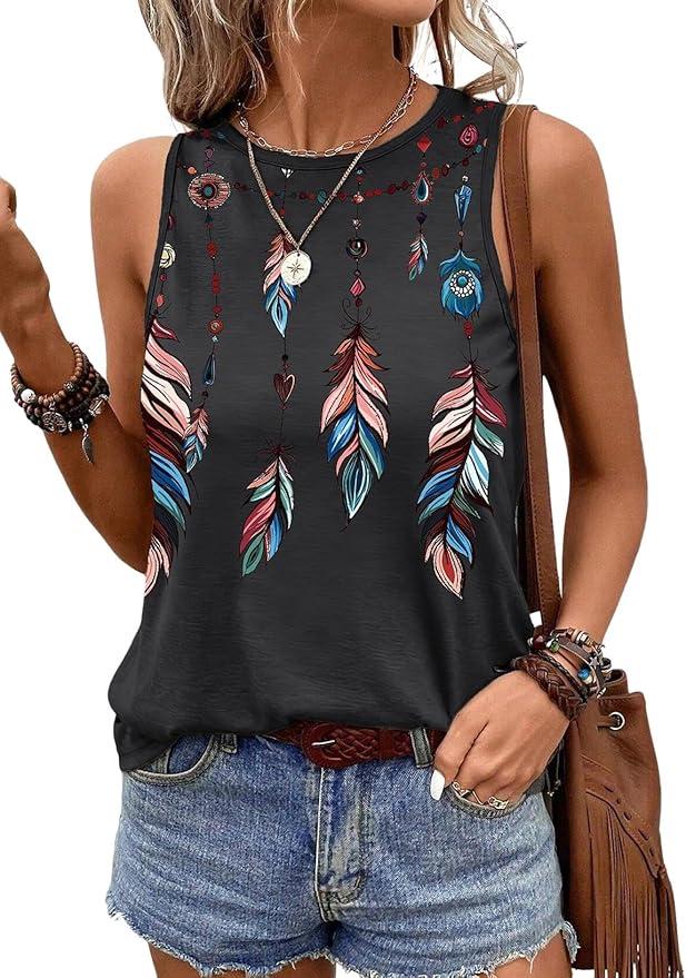 SHEWIN Tank Tops for Women Casual Lightweight Crewneck Tank Top Sleeveless Spring Tops for Women 2026 Black Medium