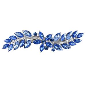 Austrian Crystal Bridal Hair Barrettes, Rhinestones Vintage Hair Clips, Sparkly Glitter Crystal Hairgrip Wedding Hair Headwear Accessories for Women Girls (Blue-a)