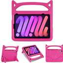 Kids Case for iPad mini 6 (8.3inch) 2021,iPad mini 7 (A17 Pro) 2024 Shockproof Cover with Handle,Build-in Kickstand&Pencil Holder for Kids,Pink