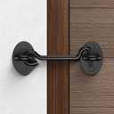 2 Pack Barn Door Latch Lock 3" Black Hook and Eye Latch with Screws, Rust-Resistant Metal Gate Latch for Window, Cabin Hooks, Sliding Door, Bathroom, Bedroom