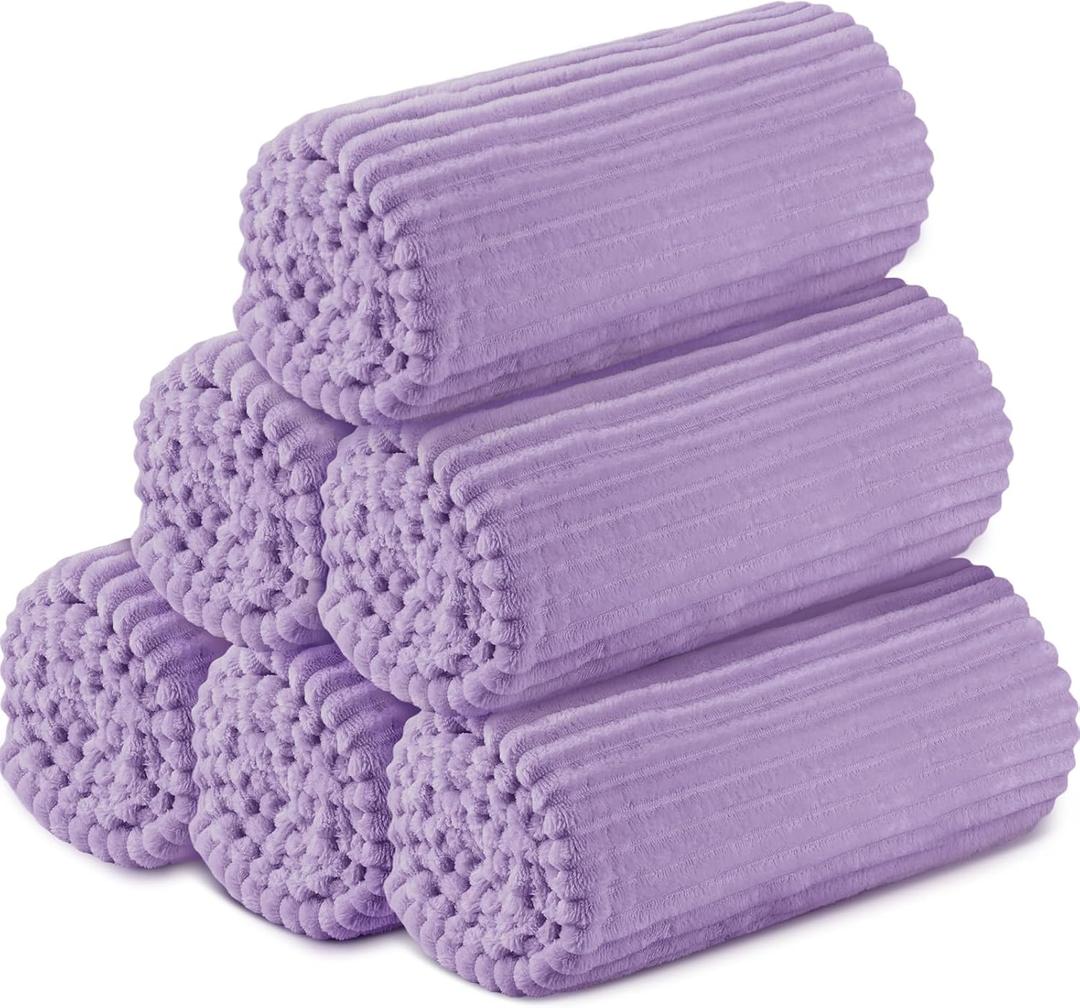 Buryeah 6 Pcs Flannel Throw Blanket Bulk 50 x 60 in Sleepover Blanket Outdoor Wedding Throw Lightweight, Oeko-tex Standard 100 Certified for Sofa Homeless Gifts (Pale Purple)