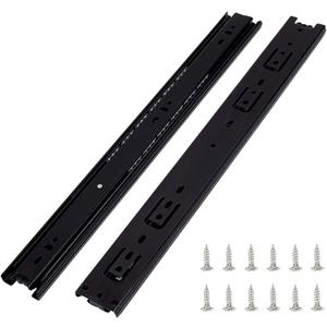 6 Pairs of 24 Inch Hardware 3-Section Full Extension Ball Bearing Side Mount Black Drawer Slides,100 LB Capacity Drawer Slide