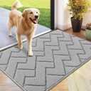hicorfe Front Door Mat Outside Entrance,24"x35" Absorbent Muddy Dirt Resist Welcome Door Mats Outdoor Indoor,Stain and Fade Resistant,Non Slip Backing Entry Mat Doormat for Entryway (Light Grey)