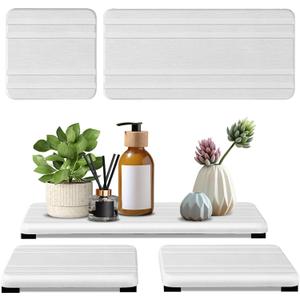 3PCS Water Absorbing Stone Tray, DryingNeat Diatomite Stone Sink Tray, Instant Dry Sink Coasters, Kitchen Sponge Hand Soap Holder, Bathroom Sink Vanity Trays,8 * 4inch and 4 * 4inch (1pcs 2110cm + 2pcs 1010cm White Stripe)